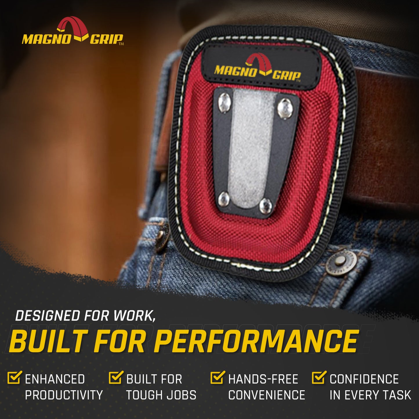 MagnoGrip Quick Snap Magnetic Tape Measure Holder - Red Ballistic