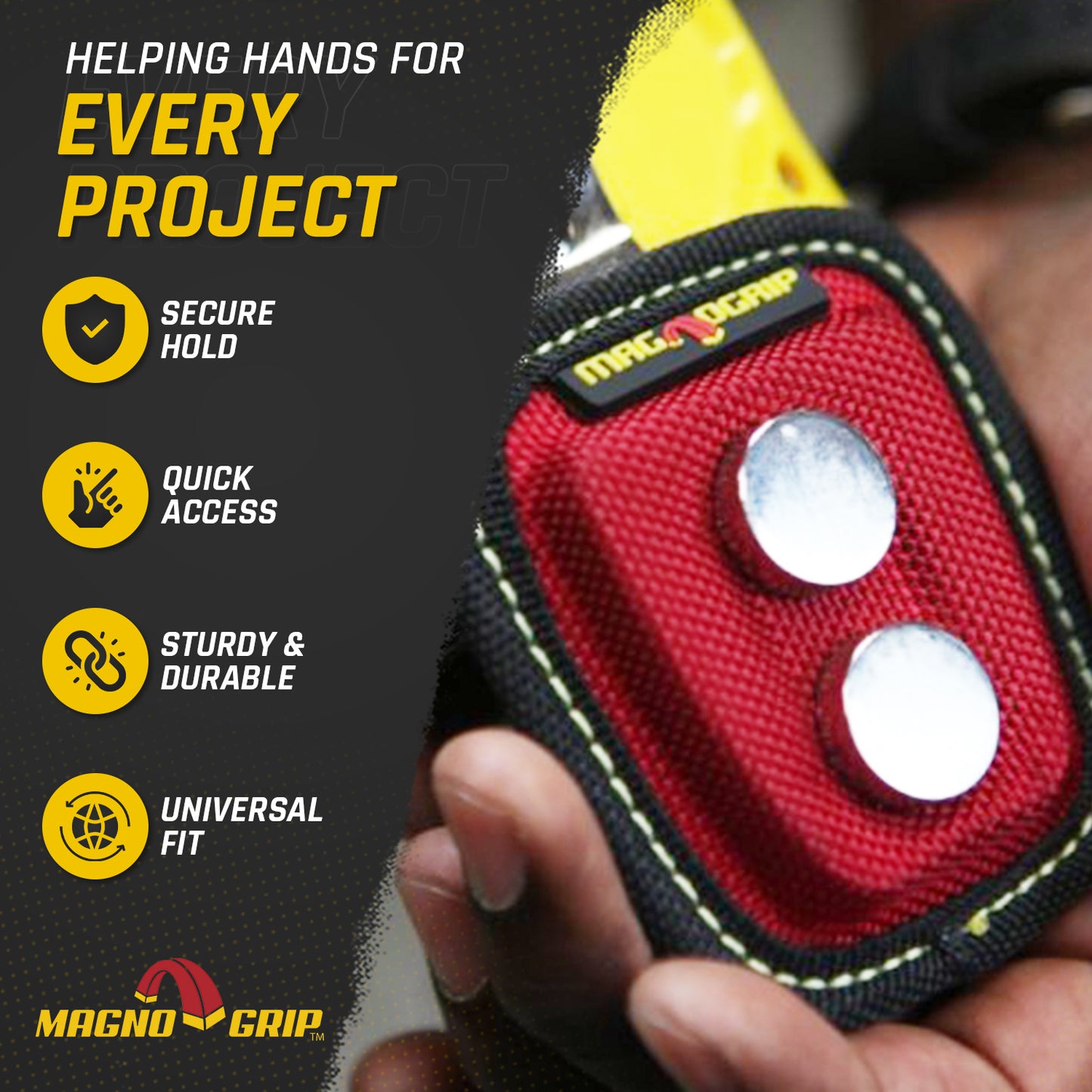 MagnoGrip Quick Snap Magnetic Tape Measure Holder - Red Ballistic