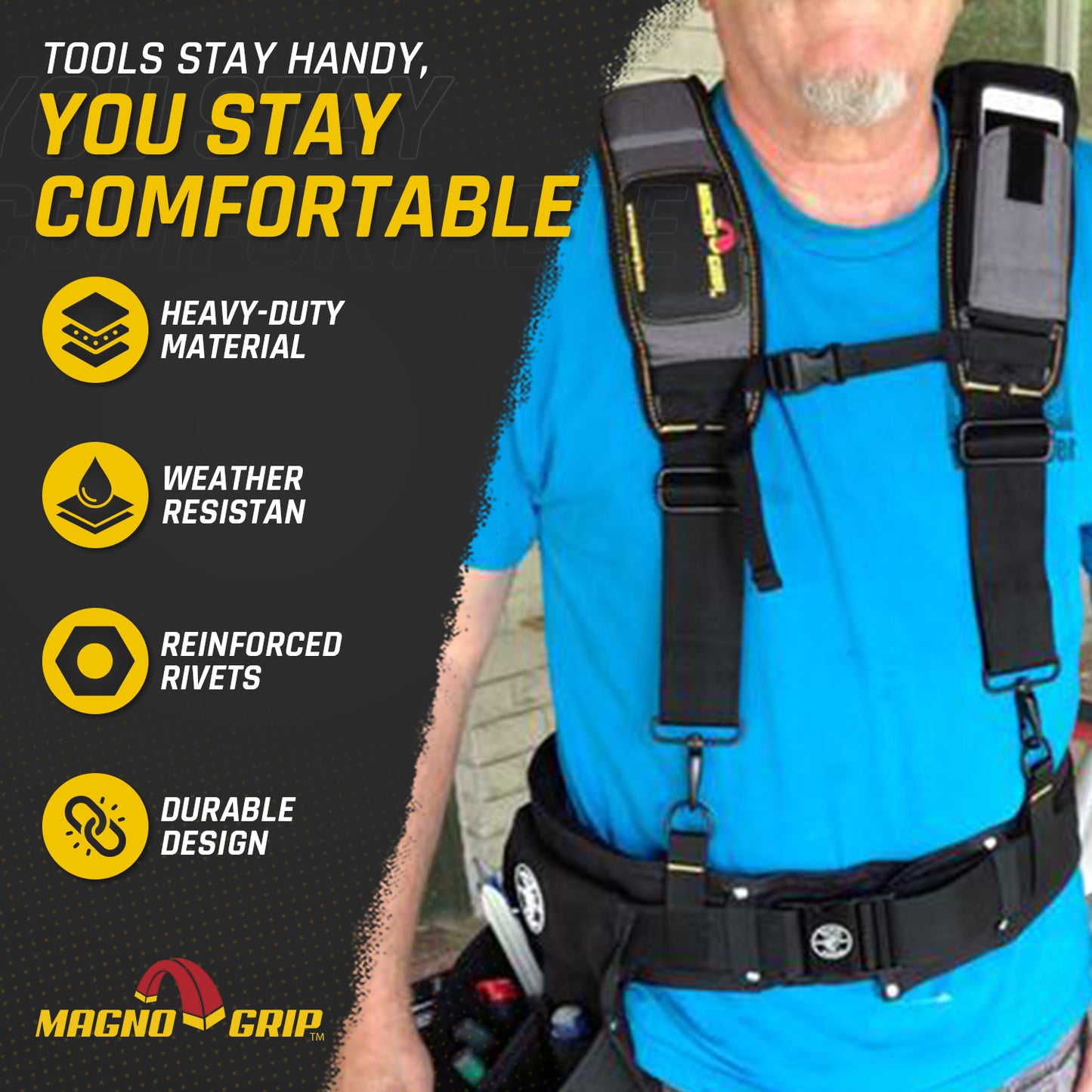 MagnoGrip Pro Suspenders with Smart Phone Pouch