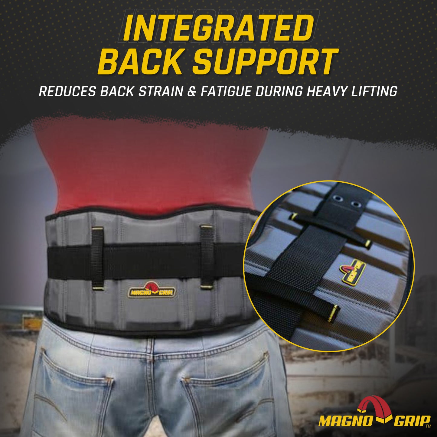 MagnoGrip Padded Work Belt with Integrated Back Support
