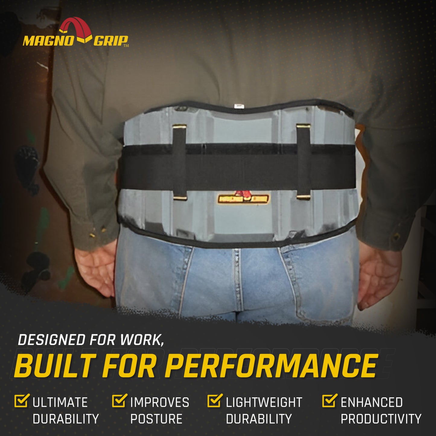 MagnoGrip Padded Work Belt with Integrated Back Support