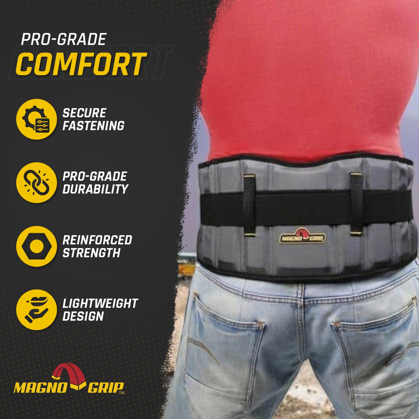 MagnoGrip Padded Work Belt with Integrated Back Support