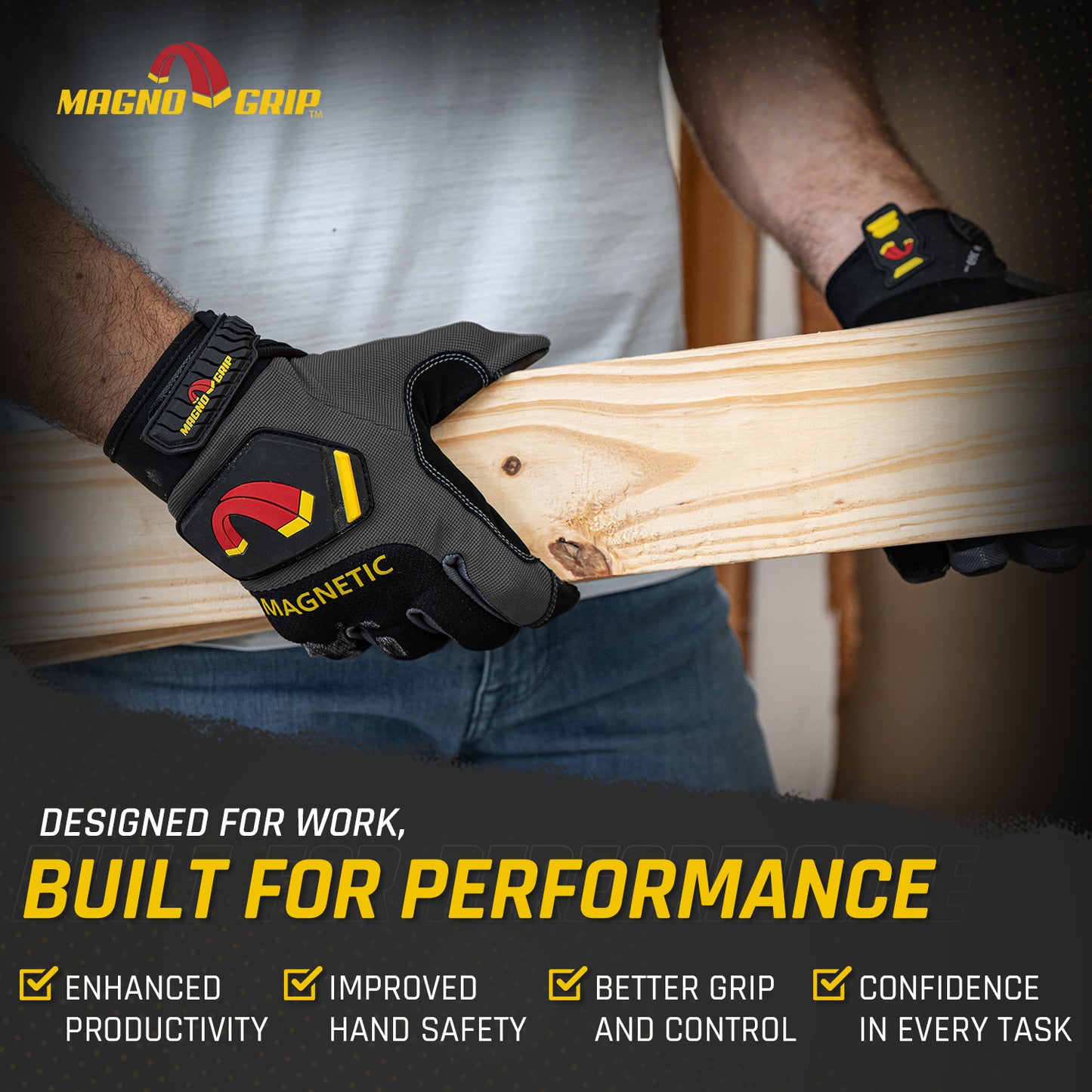 MagnoGrip Pro Performance Magnetic Glove - Platinum Gray
