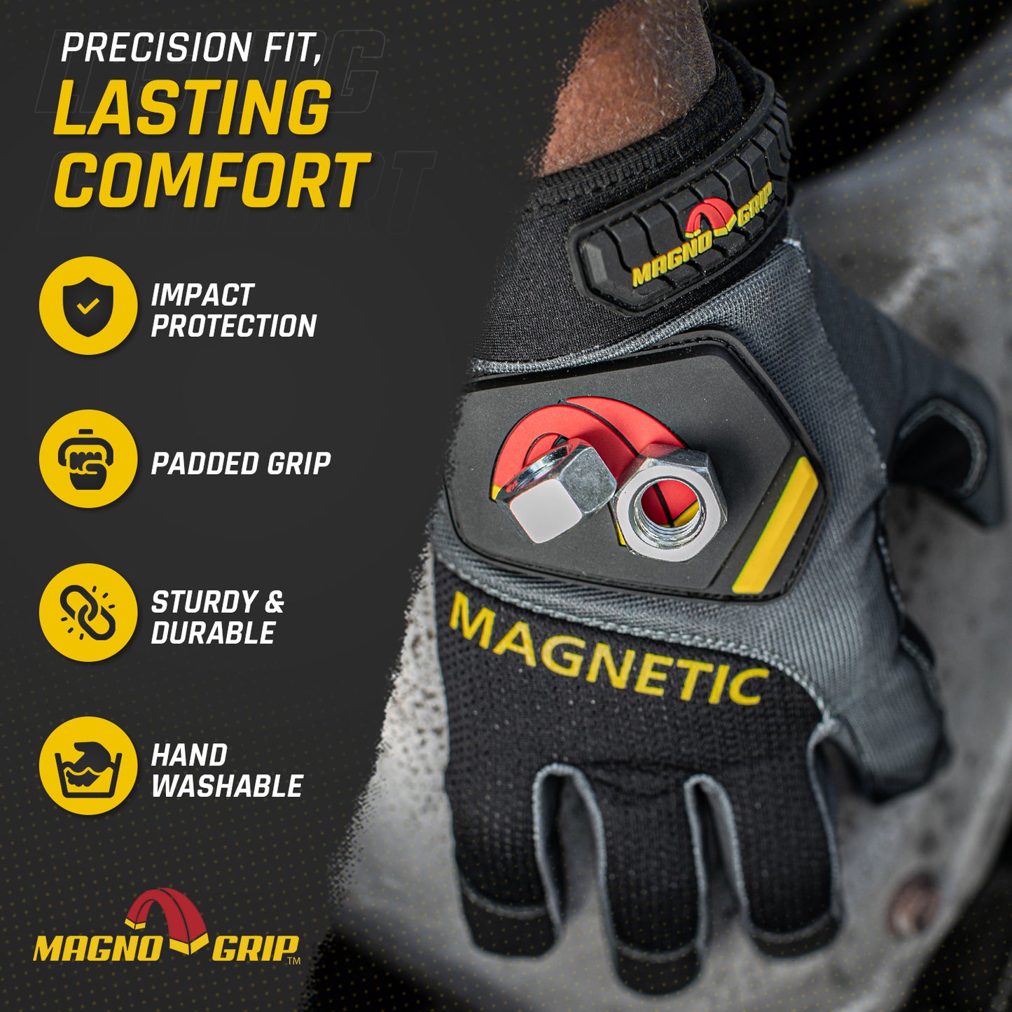 MagnoGrip Pro Performance Magnetic Glove - Platinum Gray