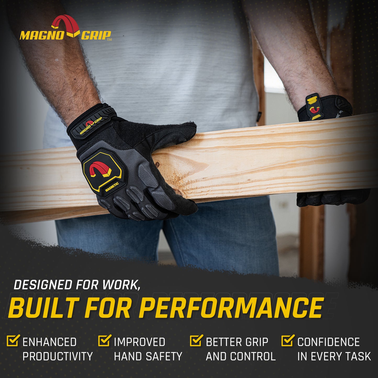 MagnoGrip Pro Impact Magnetic Glove - Platinum Gray