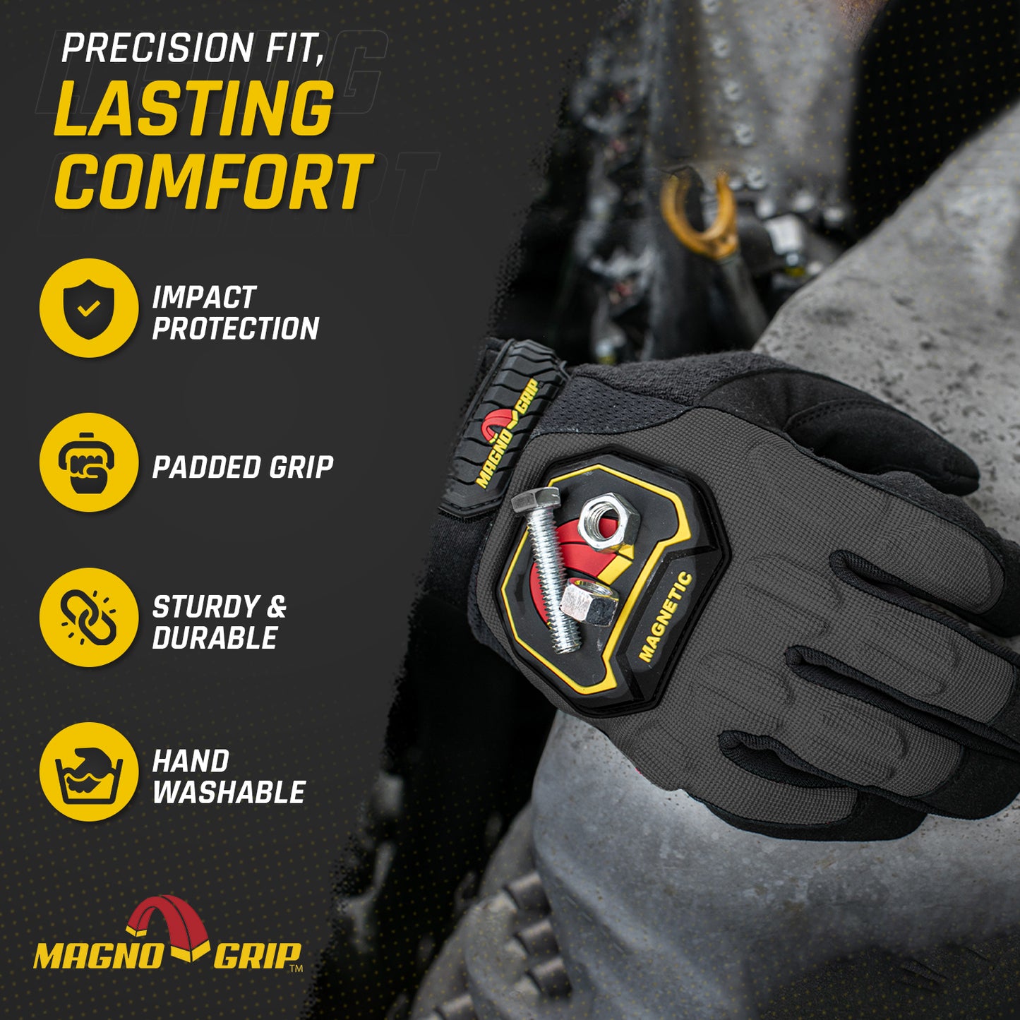 MagnoGrip Pro Impact Magnetic Glove - Platinum Gray