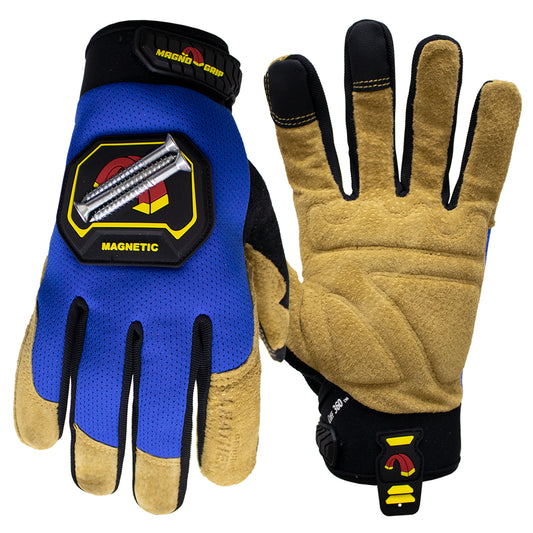 MagnoGrip Hi Dex Leather Magnetic Glove - Blue