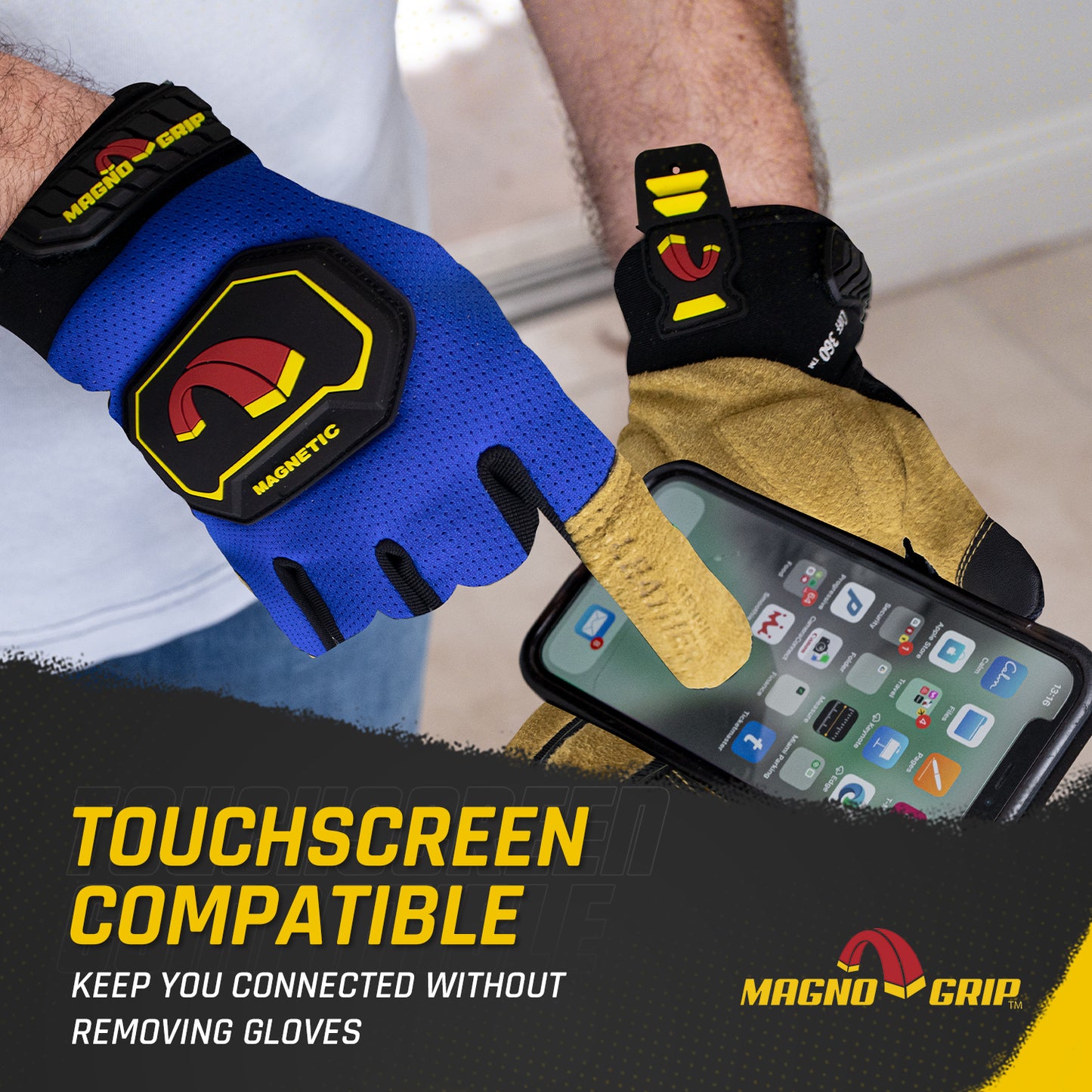MagnoGrip Hi Dex Leather Magnetic Glove - Blue