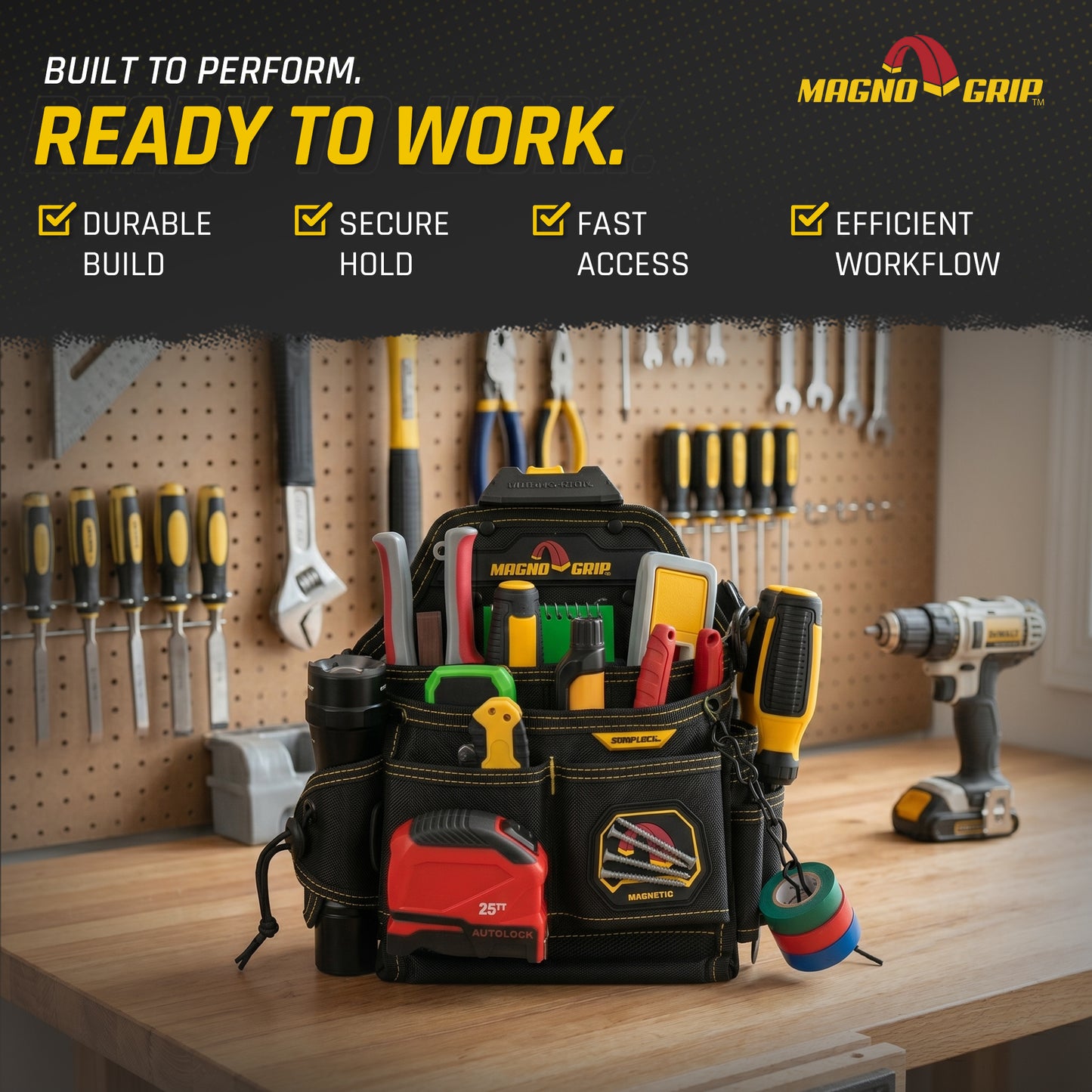 MagnoGrip Snap Lock Master Electrician's Pouch with Shoulder Strap