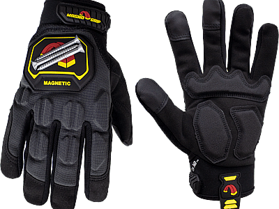 MagnoGrip Pro Impact Glove with Magnetic Storage in Platinum Gray color