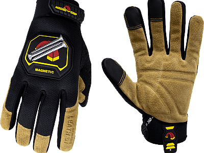 MagnoGrip Hi Dex Leather Glove with Magnetic Storage in Black color