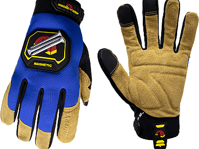 MagnoGrip Hi Dex Leather Glove with Magnetic Storage in Blue Color