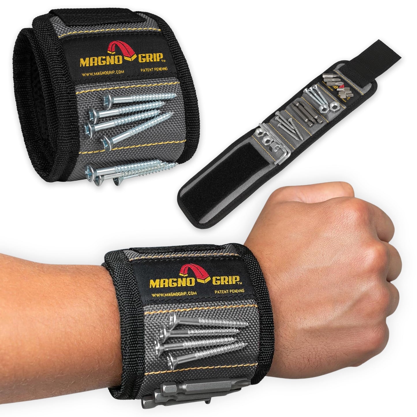 MagnoGrip Magnetic Wristband - Platinum Gray