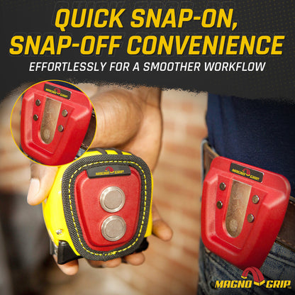 MagnoGrip Quick Snap Magnetic Tape Measure Holder - Red