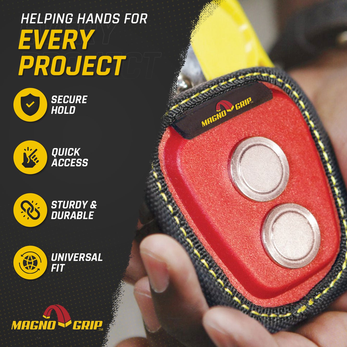 MagnoGrip Quick Snap Magnetic Tape Measure Holder - Red