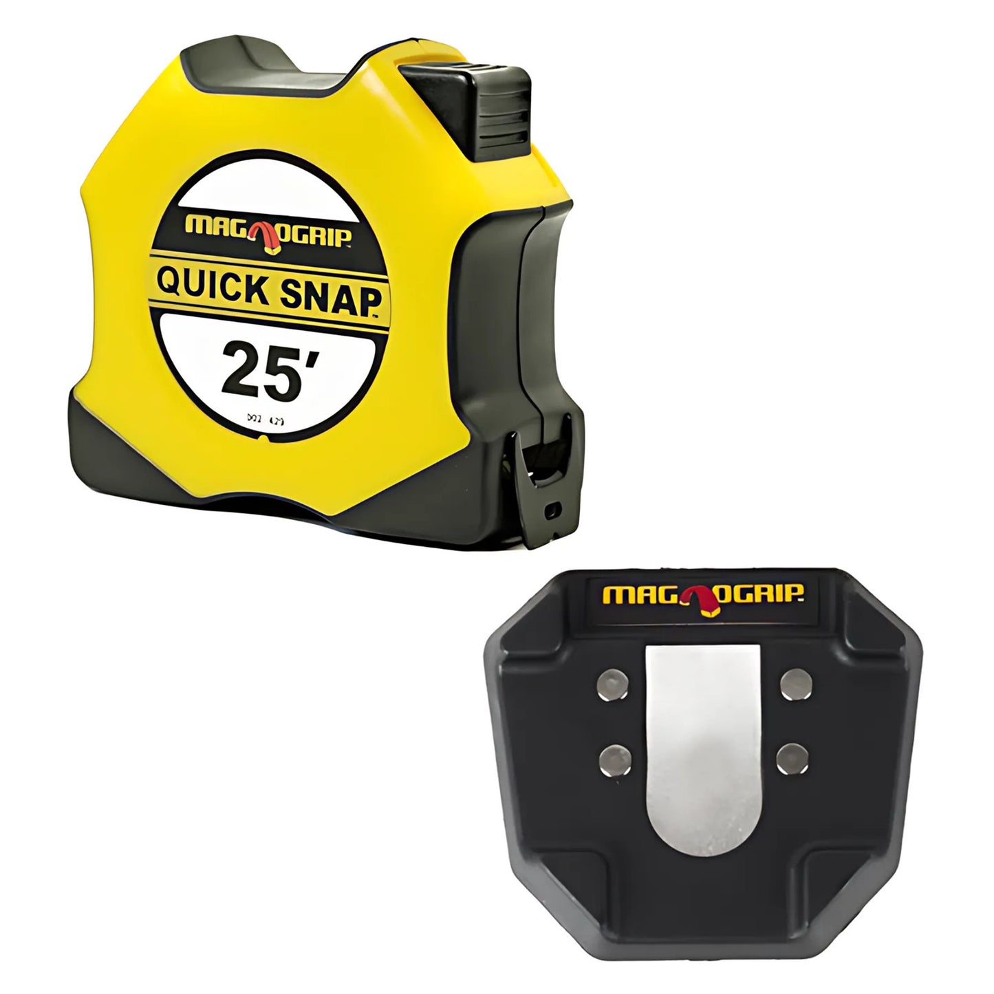 MagnoGrip Quick Snap 25' Magnetic Tape Measure with Universal Holder