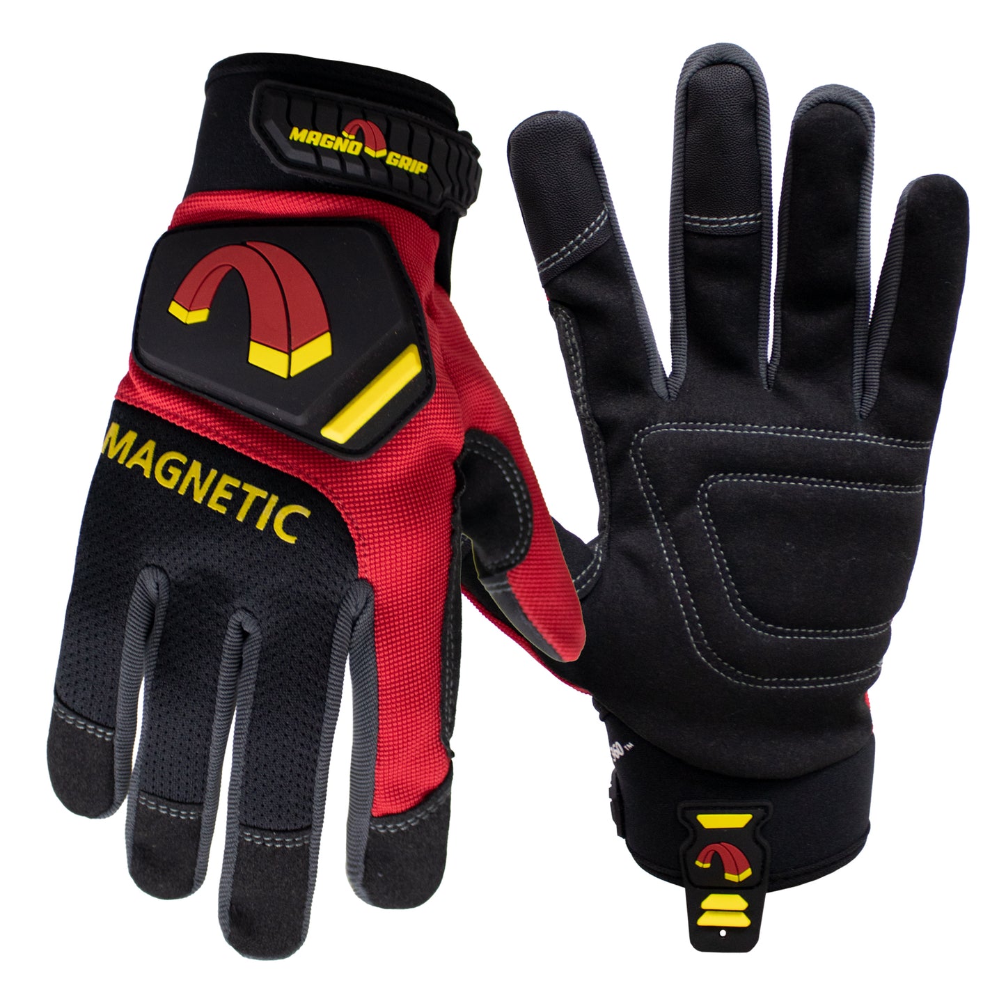 MagnoGrip Pro Performance Work Glove with Integrated Magnetic Storage - Red