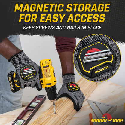 MagnoGrip Level 5 Impact Cut Resistant Work Glove with Integrated Magnetic Storage