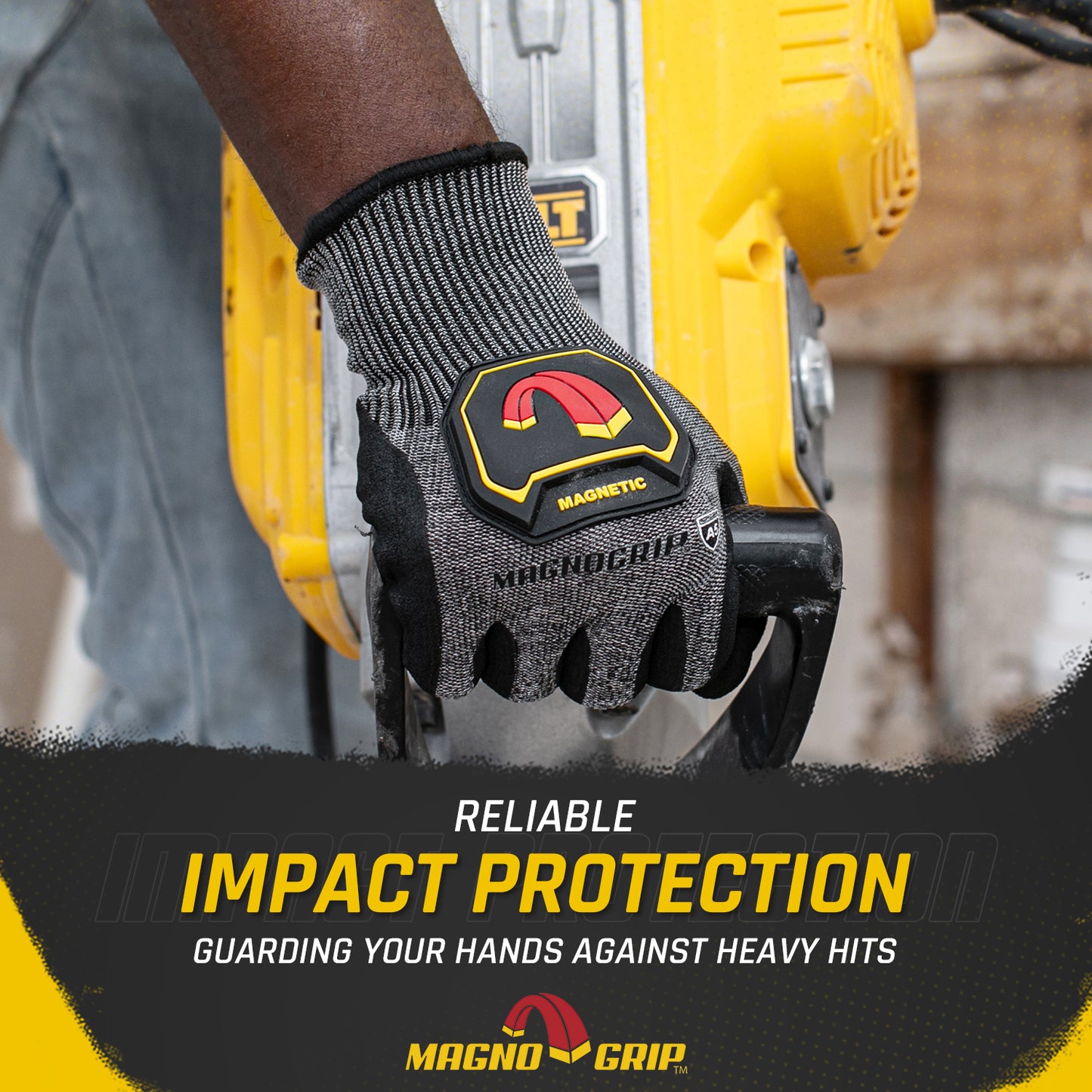 MagnoGrip Level 5 Impact Cut Resistant Work Glove with Integrated Magnetic Storage