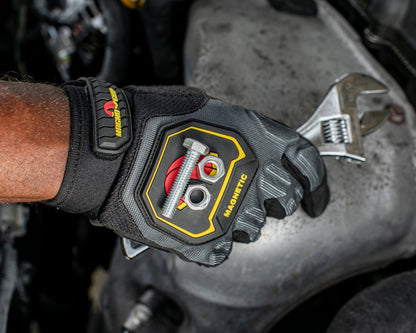 MagnoGrip Pro Impact Work Glove with Integrated Magnetic Storage - Platinum Gray