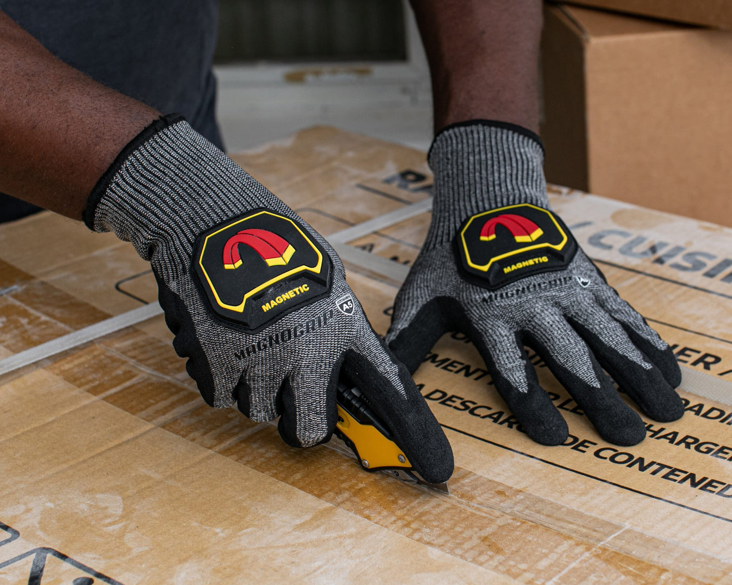 MagnoGrip Level 5 Impact Cut Resistant Work Glove with Integrated Magnetic Storage