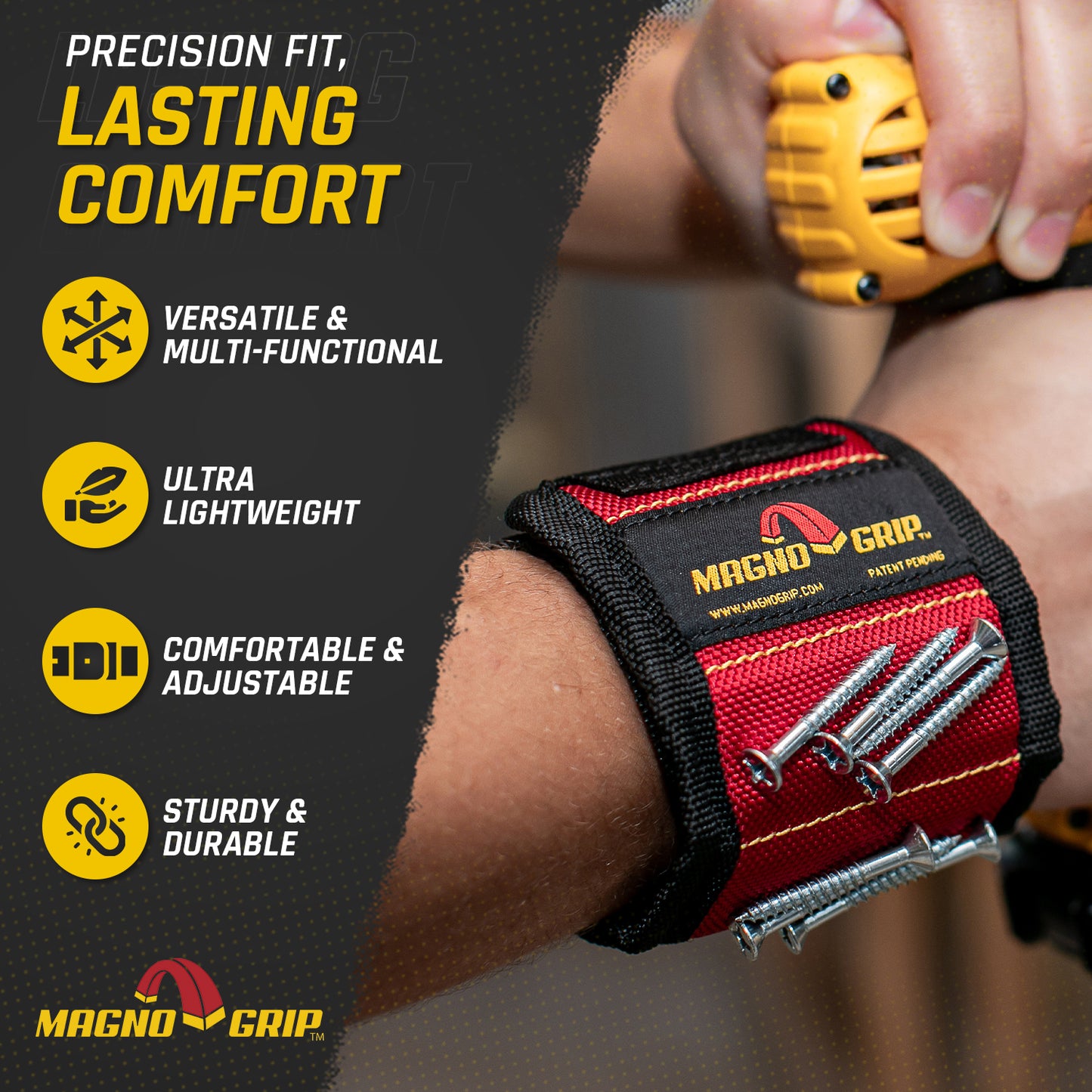 MagnoGrip Magnetic Wristband - Signature Red