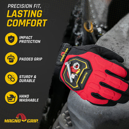 MagnoGrip Pro Impact Magnetic Glove - Red