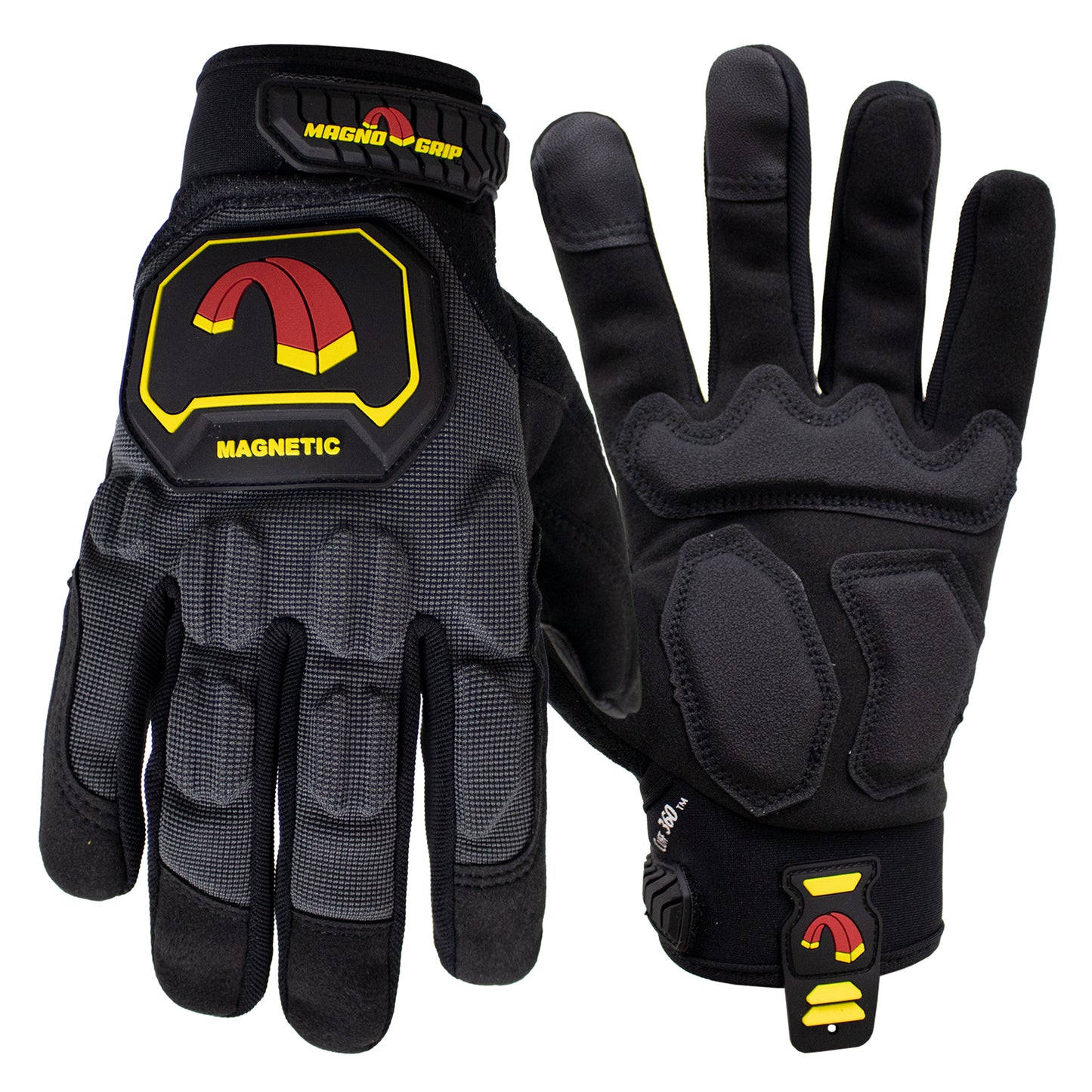 MagnoGrip Pro Impact Work Glove with Integrated Magnetic Storage - Platinum Gray