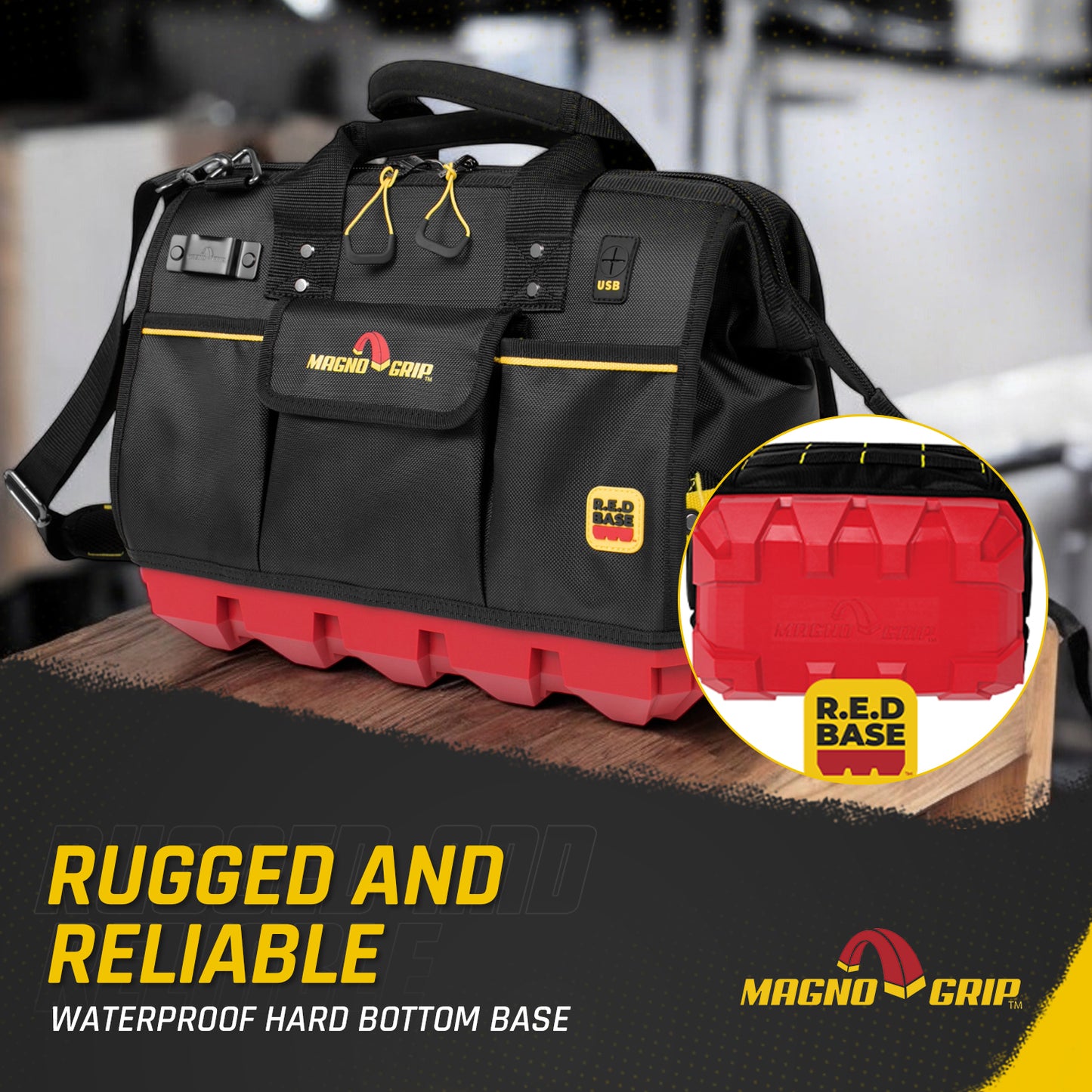 MagnoGrip RED Base 16" Pro Large Mouth Tool Bag