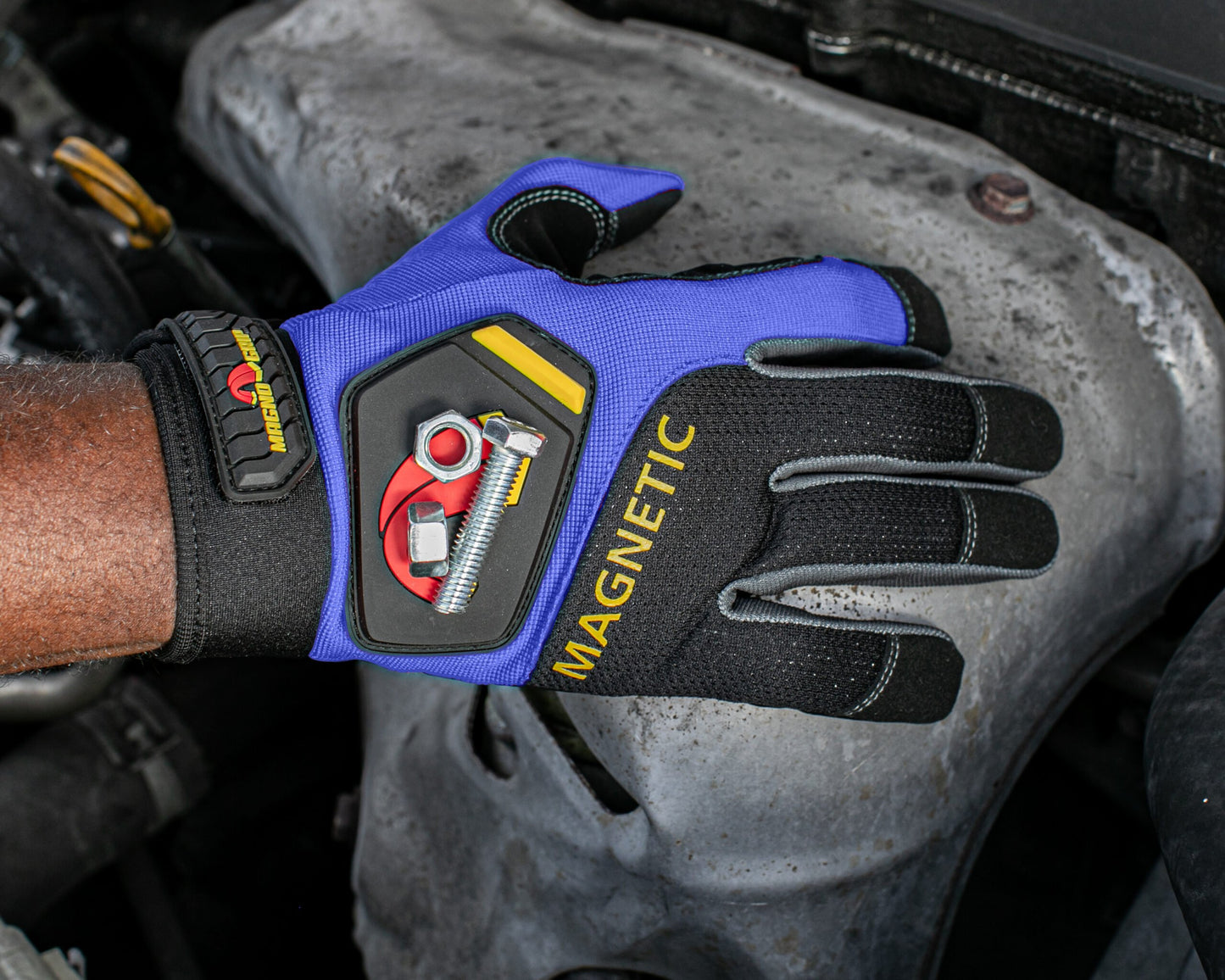 MagnoGrip Pro Performance Work Glove with Integrated Magnetic Storage - Blue