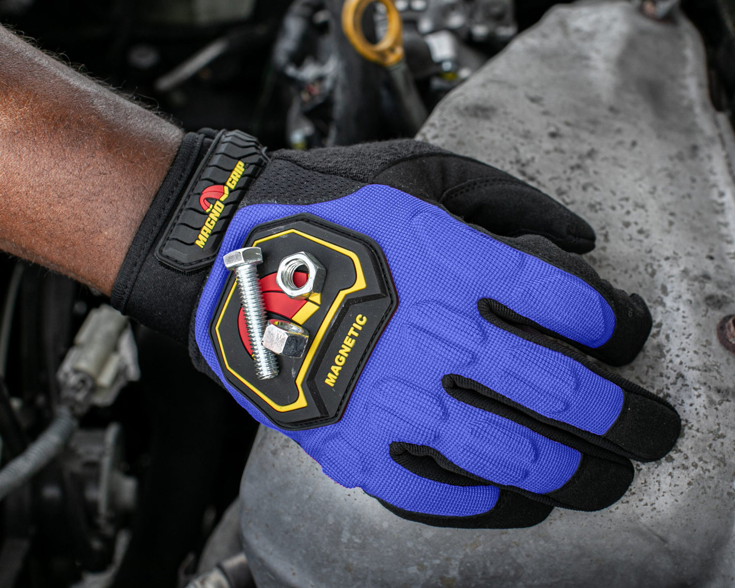 MagnoGrip Pro Impact Work Glove with Integrated Magnetic Storage - Blue