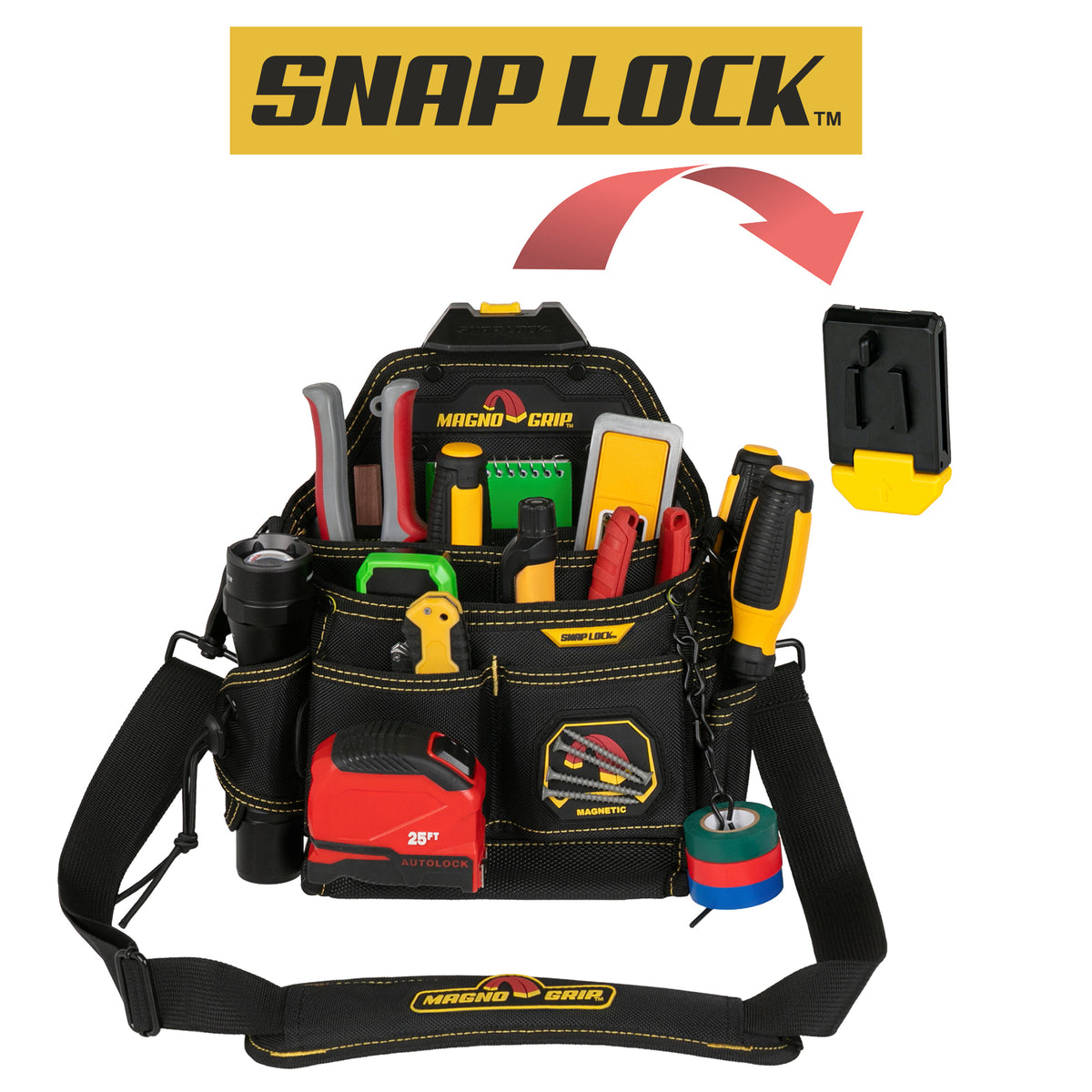 MagnoGrip Snap Lock Master Electrician's Pouch with Shoulder Strap