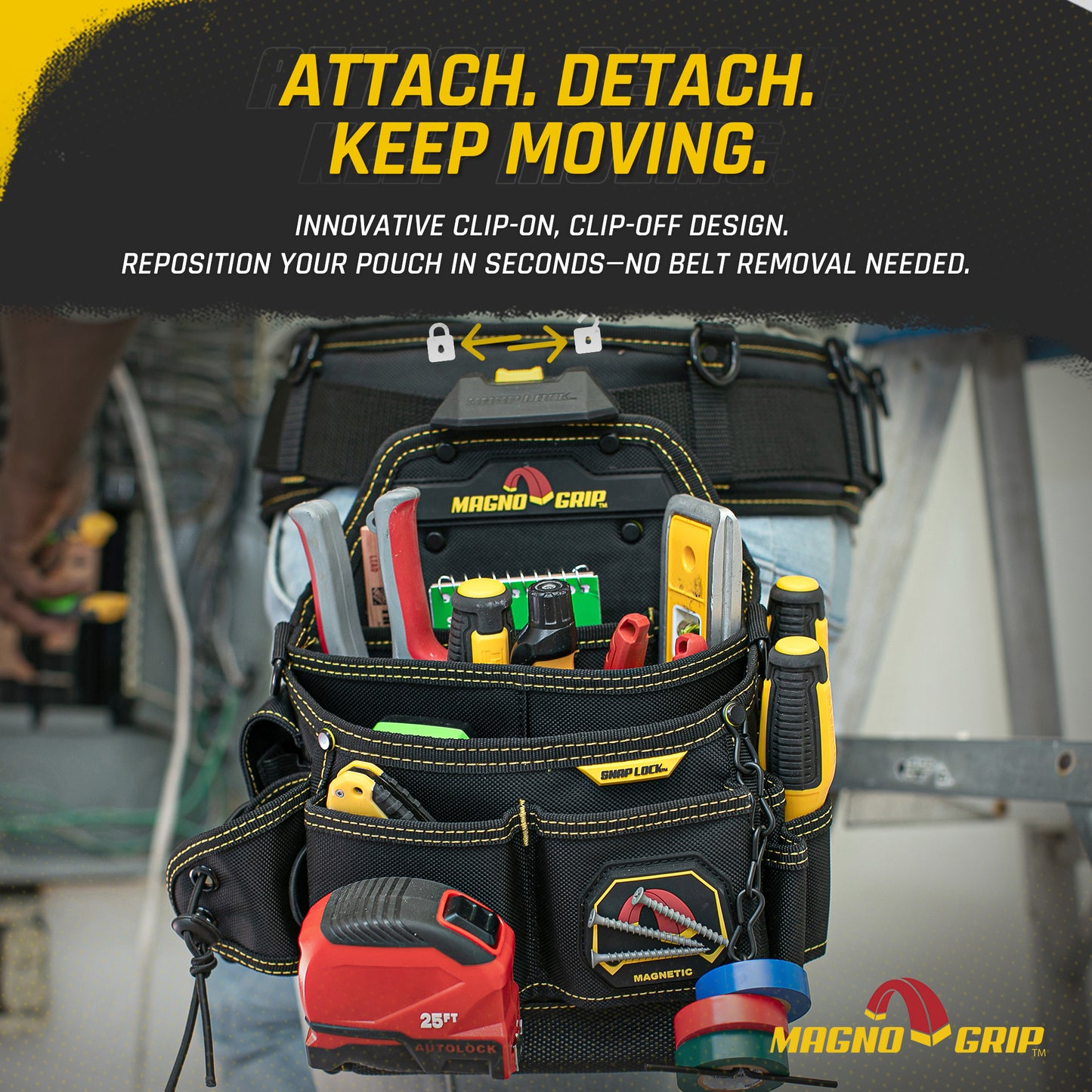 MagnoGrip Snap Lock Master Electrician's Pouch with Shoulder Strap