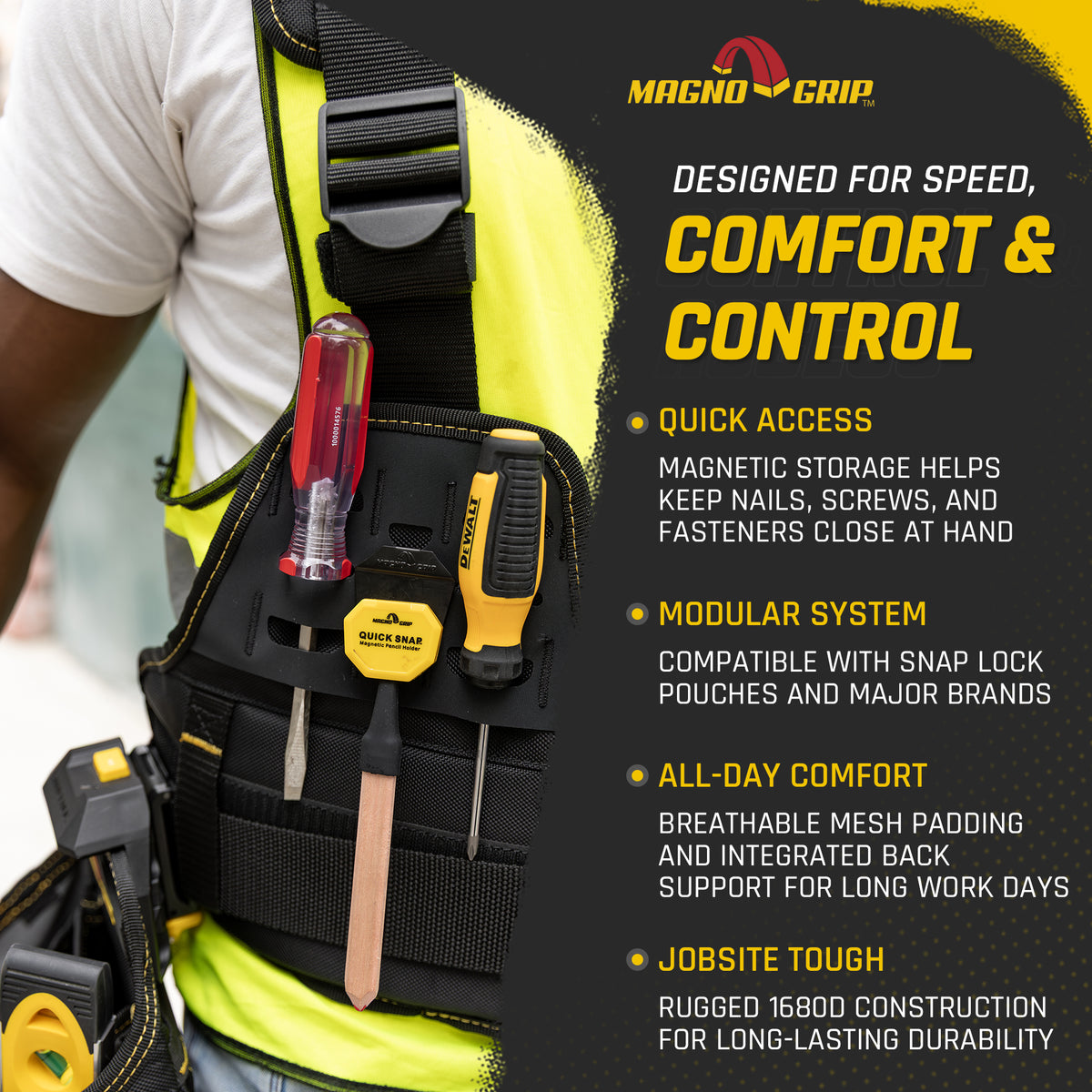 MagnoGrip Snap Lock Tradesman Tool Vest Suspension Rig