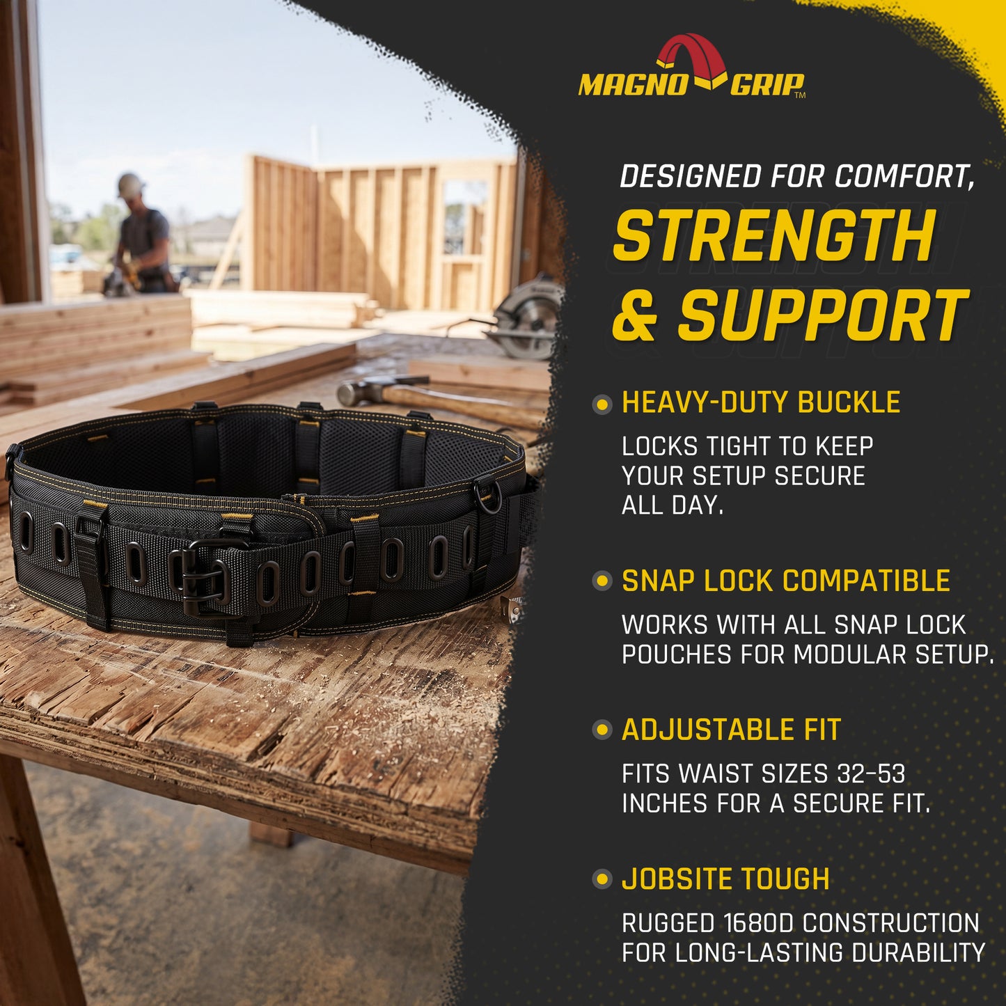 MagnoGrip Snap Lock Heavy Duty Padded Belt