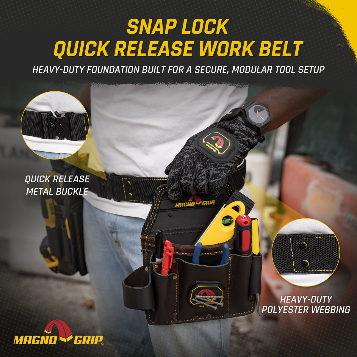 MagnoGrip Snap Lock Quick Release Work Belt