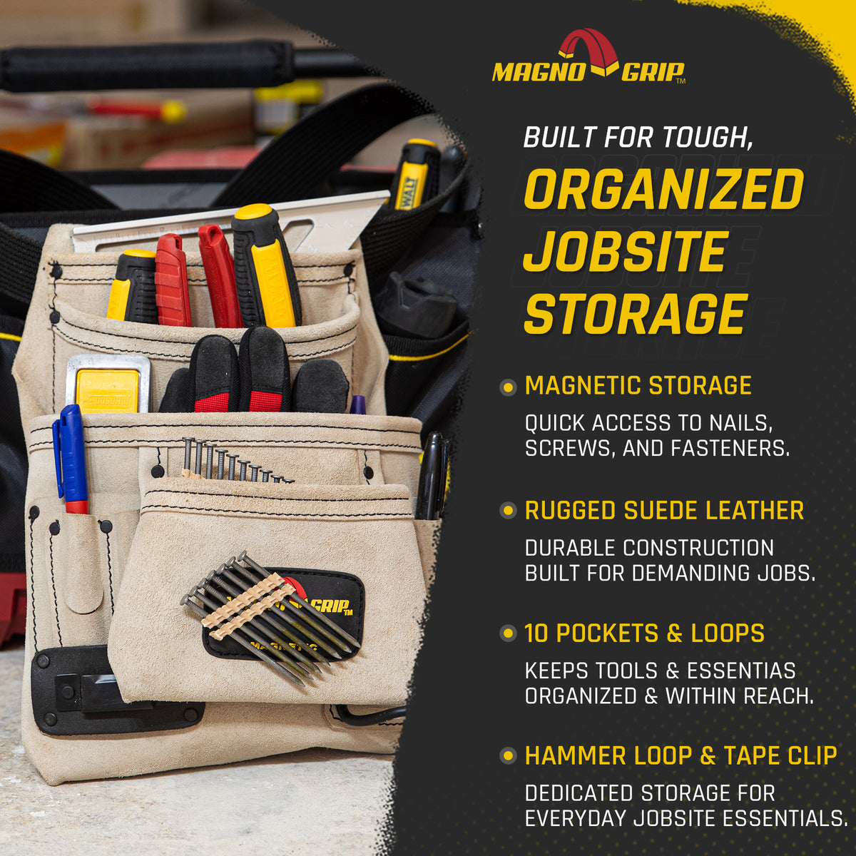 MagnoGrip Suede Leather Contractor Pouch