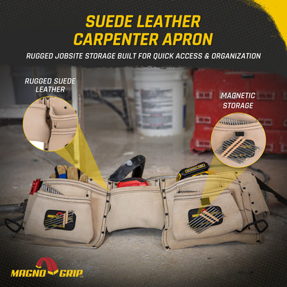 MagnoGrip Suede Leather Carpenter Apron