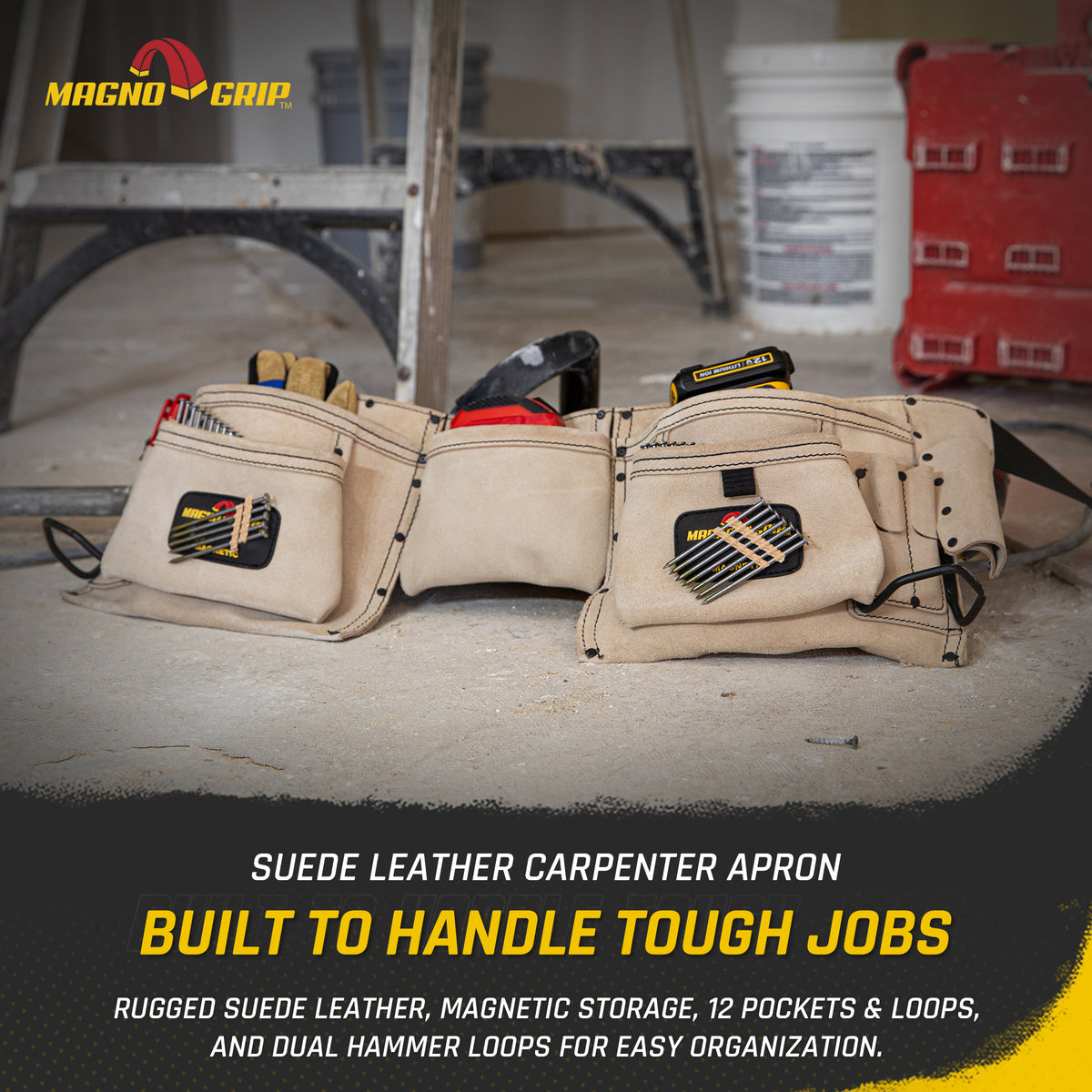 MagnoGrip Suede Leather Carpenter Apron