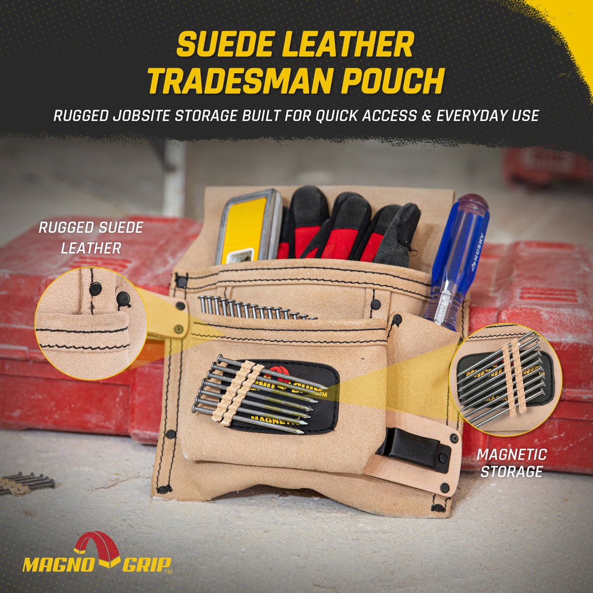 MagnoGrip Suede Leather Tradesman Pouch