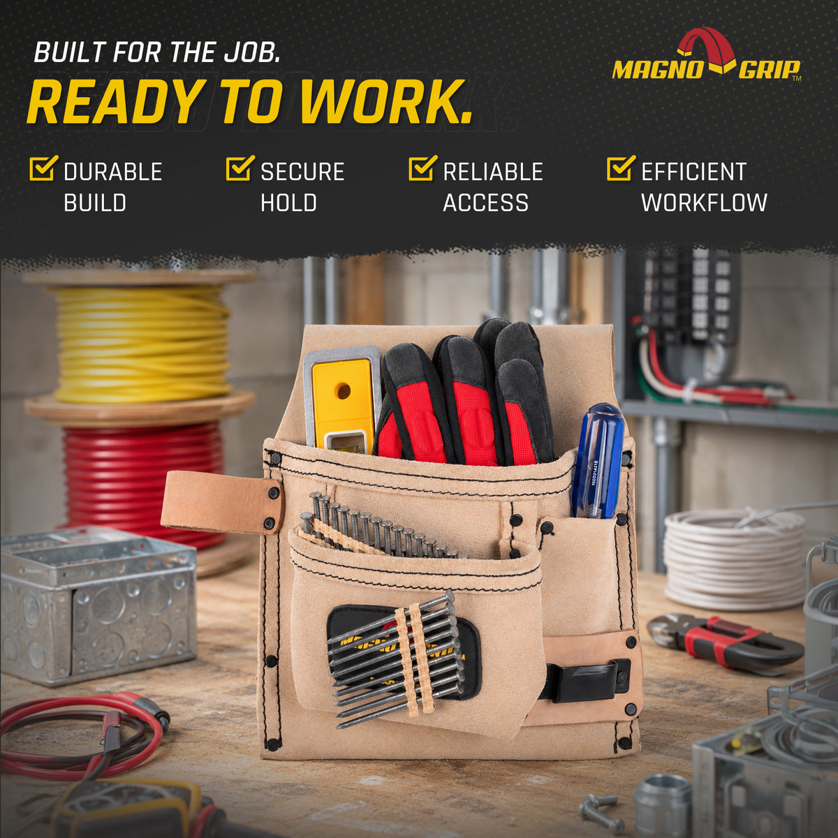 MagnoGrip Suede Leather Tradesman Pouch