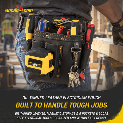 MagnoGrip Oil Tanned Leather Electrician Pouch
