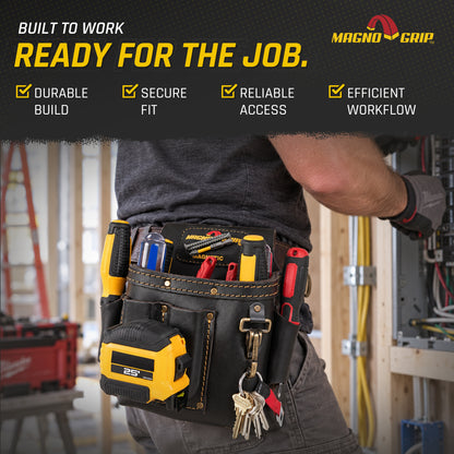 MagnoGrip Oil Tanned Leather Electrician Pouch