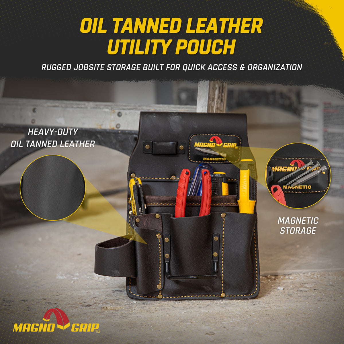 MagnoGrip Oil Tanned Leather Utility Pouch