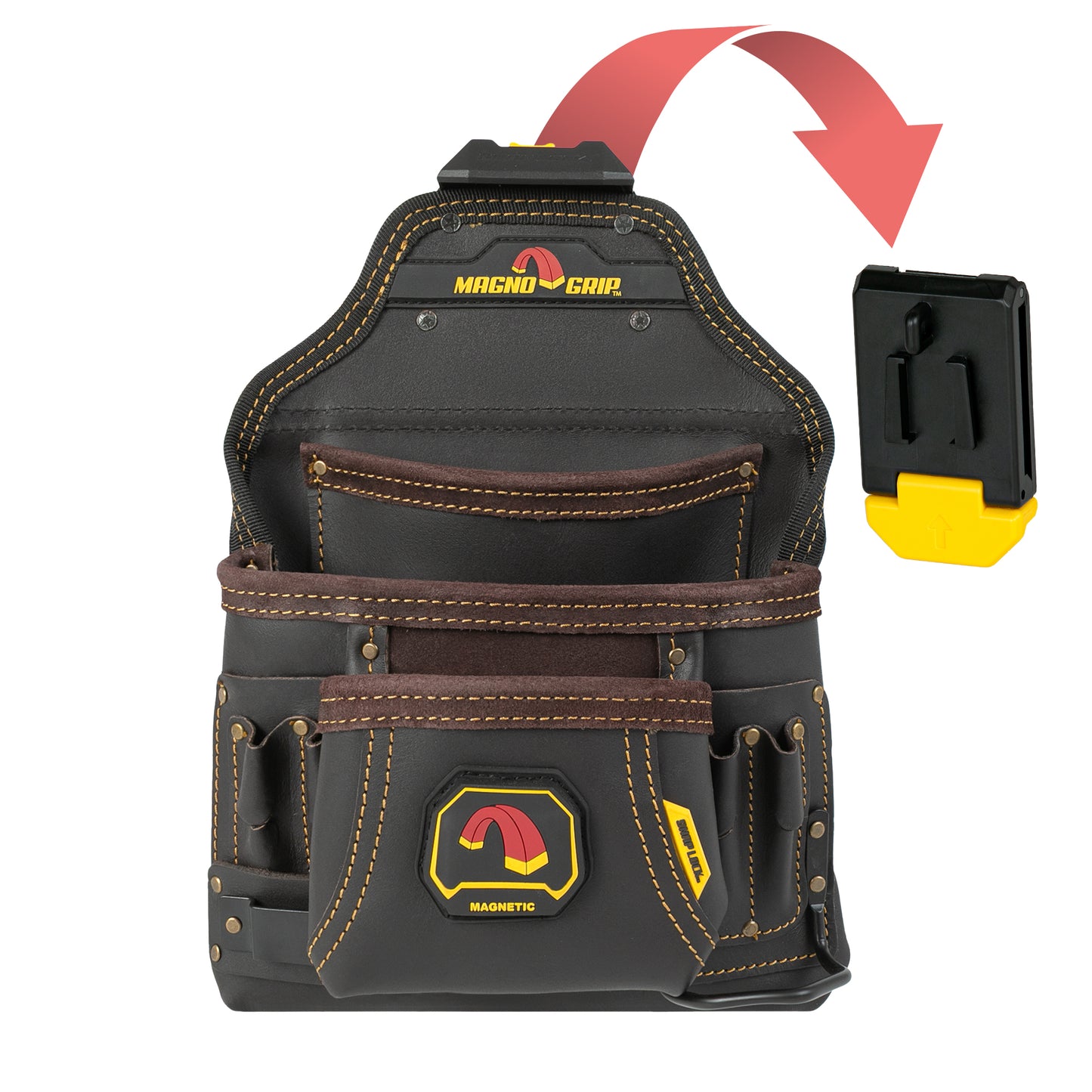 MagnoGrip Snap Lock Oil Tanned Leather Contractor Pouch