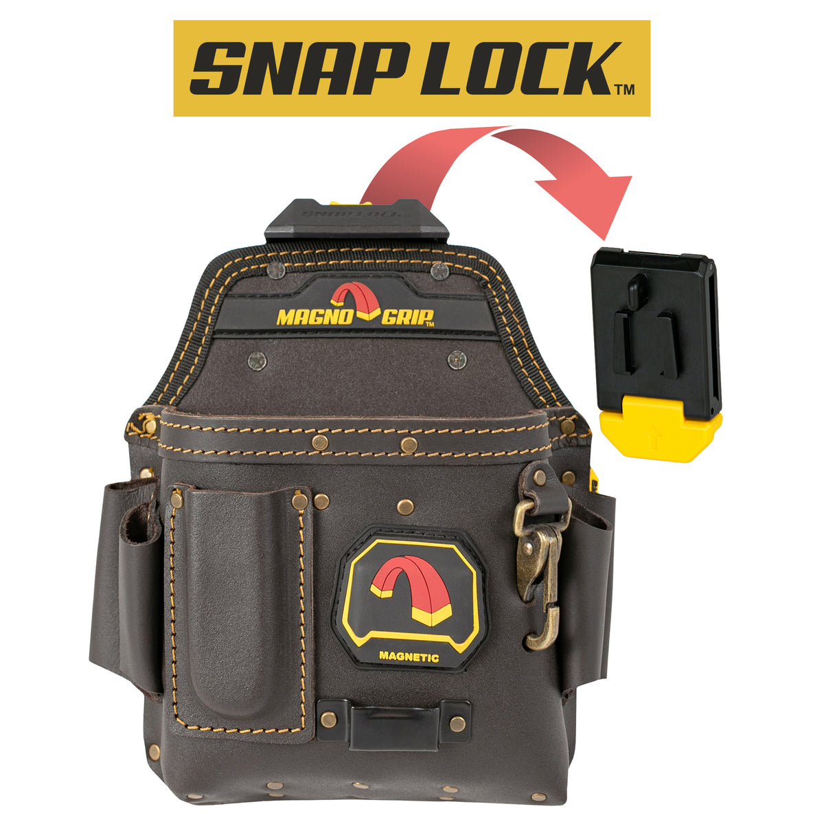 MagnoGrip Snap Lock Oil Tanned Leather Electrician Pouch