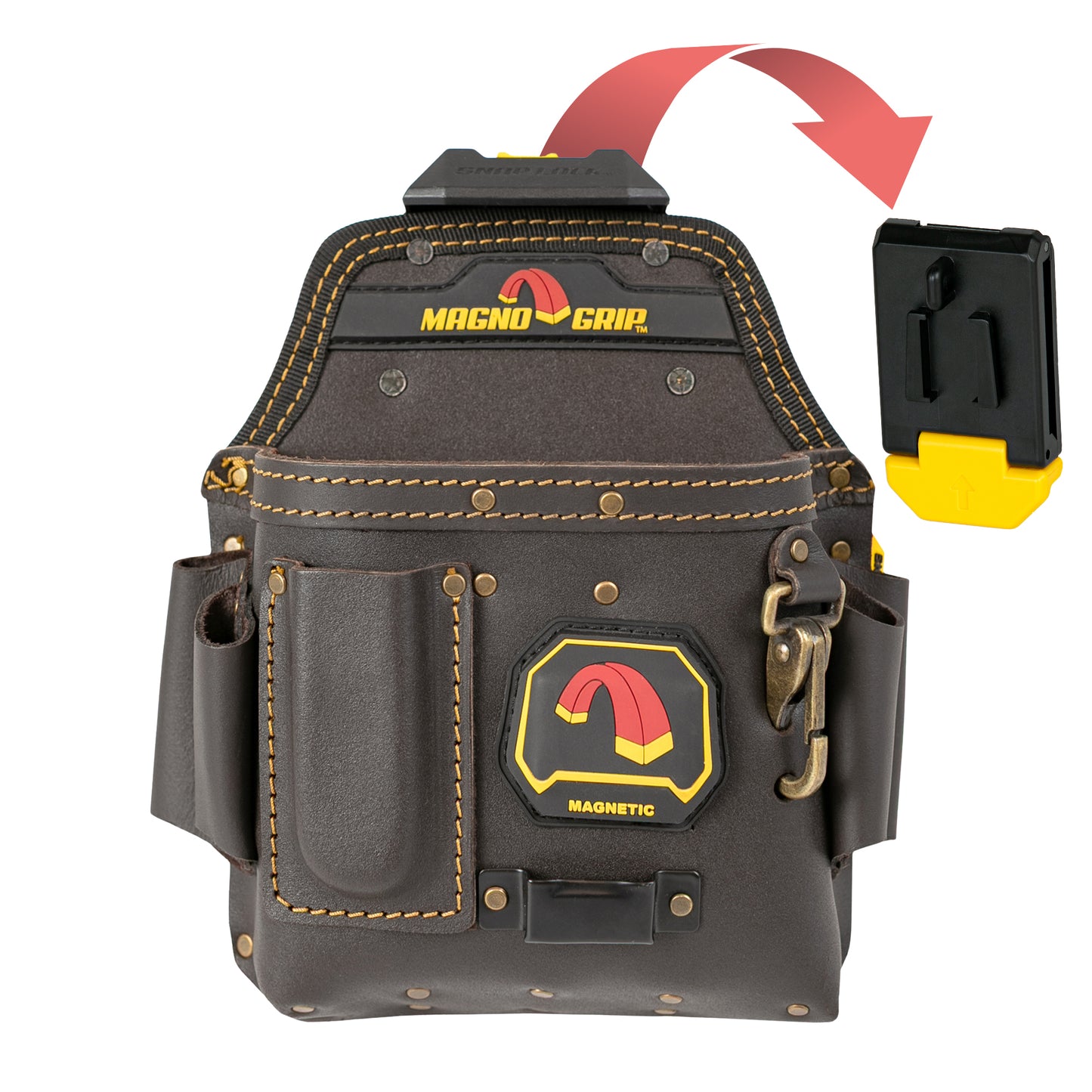 MagnoGrip Snap Lock Oil Tanned Leather Electrician Pouch
