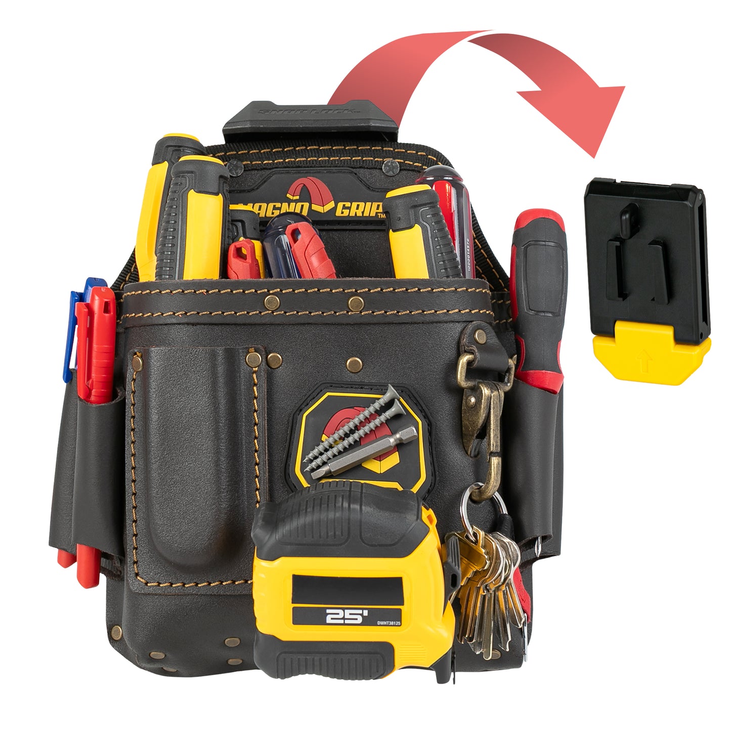 MagnoGrip Snap Lock Oil Tanned Leather Electrician Pouch