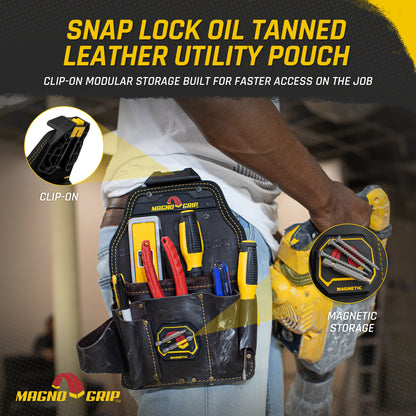 MagnoGrip Snap Lock Oil Tanned Leather Utility Pouch