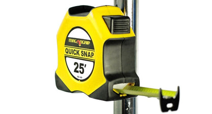 MagnoGrip Quick Snap 25' Magnetic Tape Measure with Universal Holder